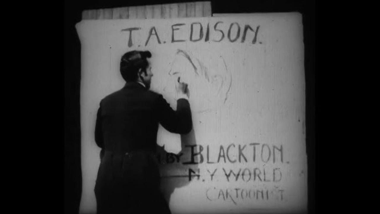 Edison Drawn by 'World' Artist 1896 movie scene