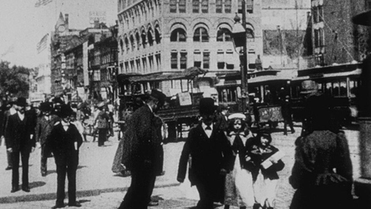 New York: Broadway at Union Square 1896 movie scene