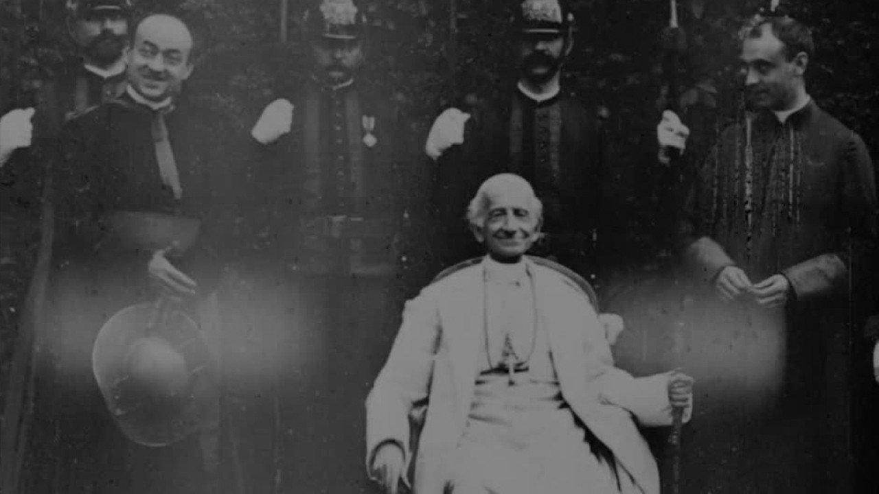 Pope Leo XIII Being Seated Bestowing Blessing 1898 movie scene