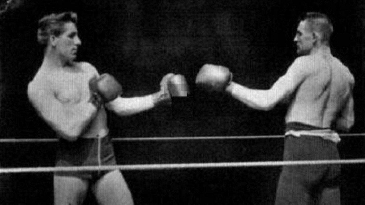Corbett and Courtney Before the Kinetograph 1894 movie scene