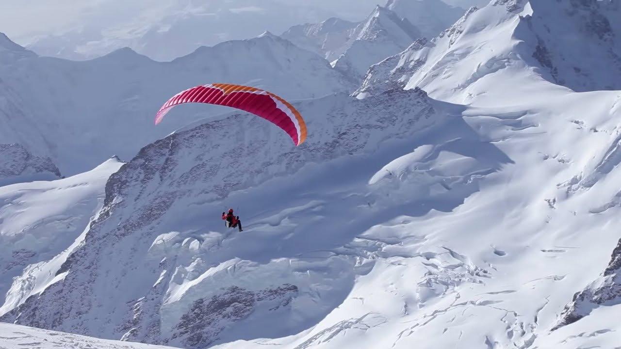 Ueli Steck - Paraglides Between Mountains In The Swiss Alps 2013 movie scene