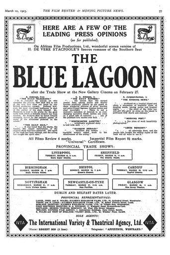 The Blue Lagoon (1923) poster