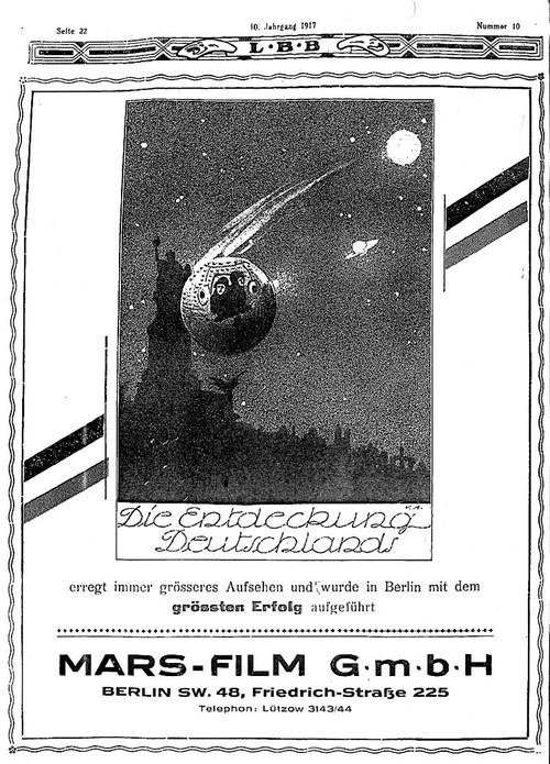 The Discovery of Germany by the Martians 1916 official movie poster