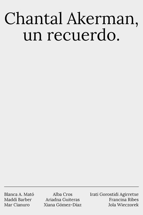 Chantal Akerman, un recuerdo 2016 official movie poster