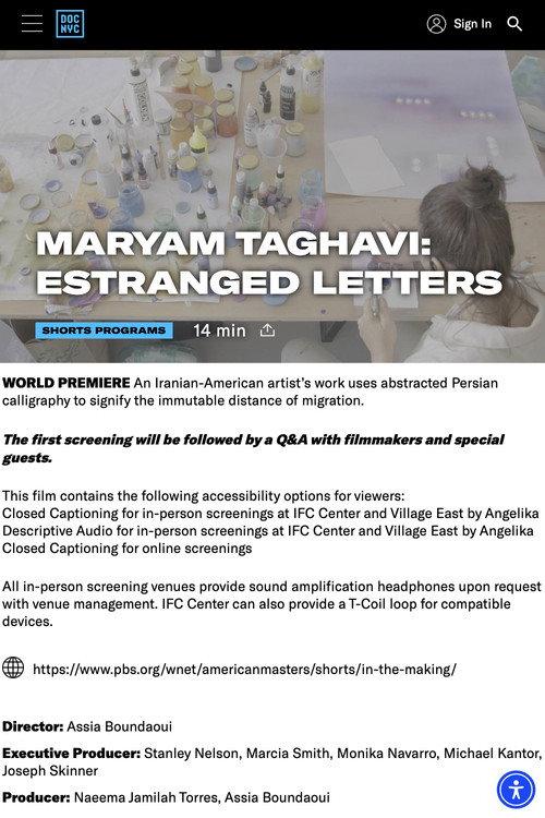 Maryam Taghavi: Estranged Letters 2024 official movie poster