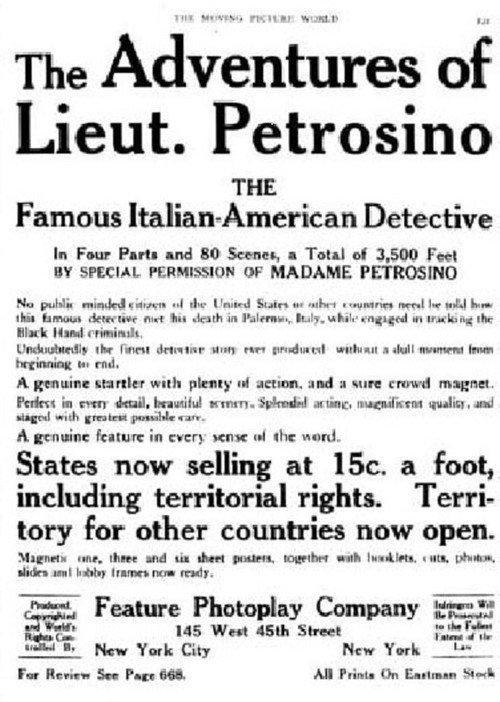 The Adventures of Lieutenant Petrosino 1912 official movie poster