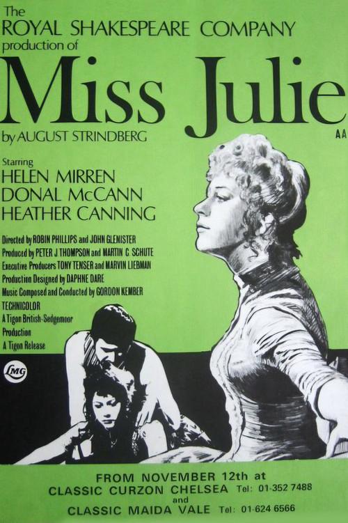 Miss Julie 1972 official movie poster