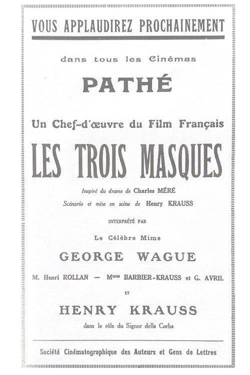 Les Trois masques 1921 official movie poster