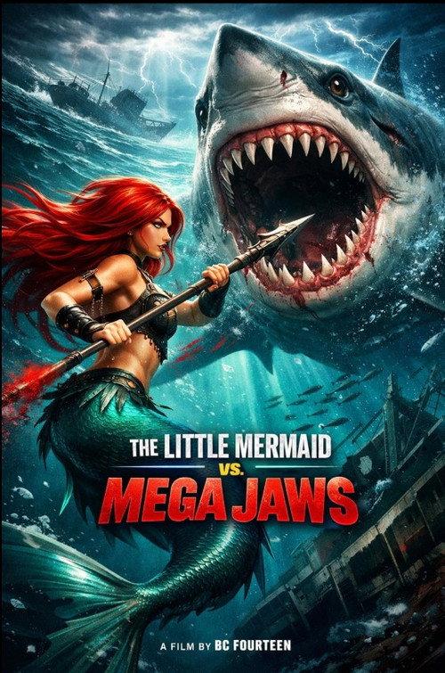 The Little Mermaid vs. Mega Jaws 2026 official movie poster