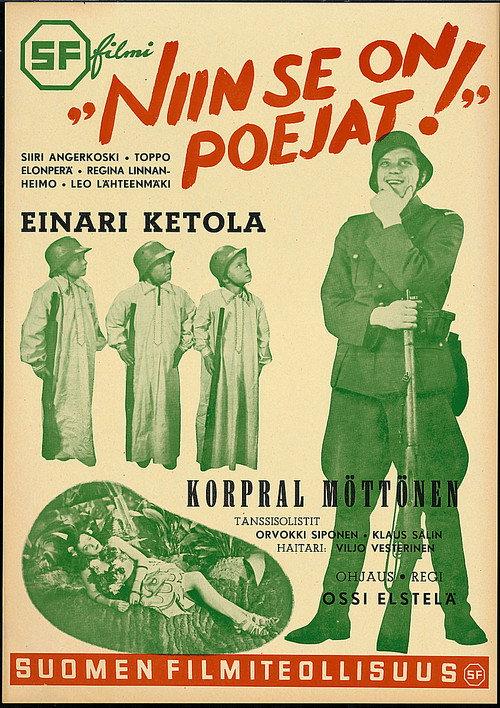 Niin se on, poijaat! 1942 official movie poster