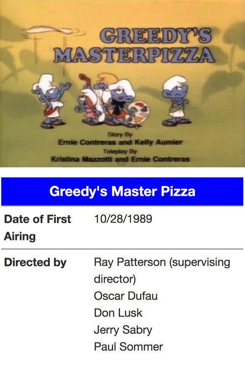The Smurfs - Greedy's Master Pizza 1989 official movie poster