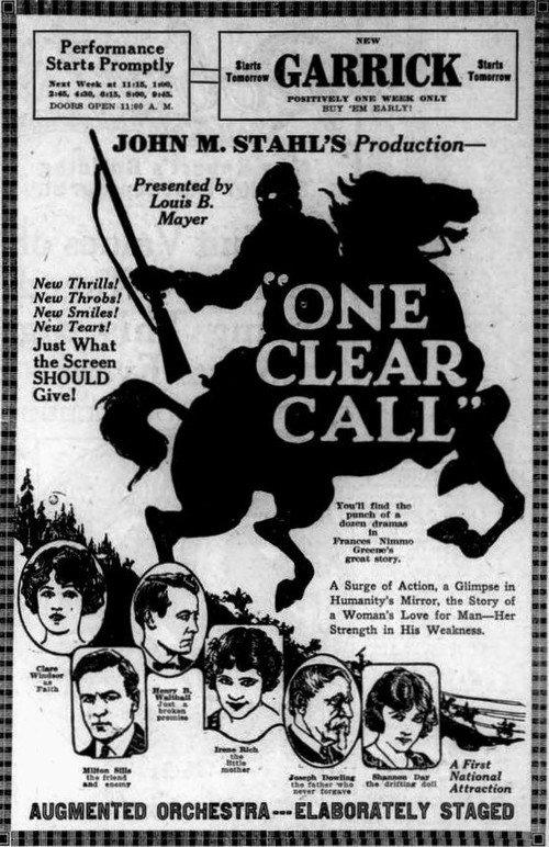 One Clear Call 1922 official movie poster