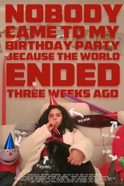 Nobody Came to My Birthday Party Because the World Ended Three Weeks Ago 2024 official movie poster
