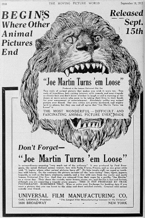 Joe Martin Turns 'Em Loose 1915 official movie poster