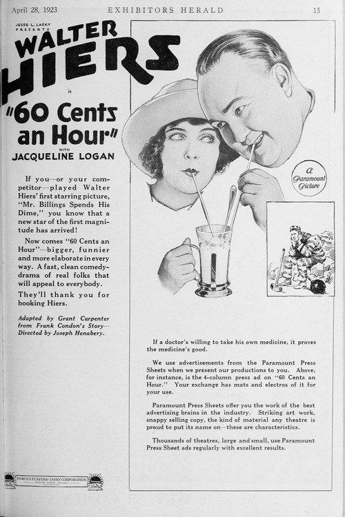 Sixty Cents an Hour 1923 official movie poster