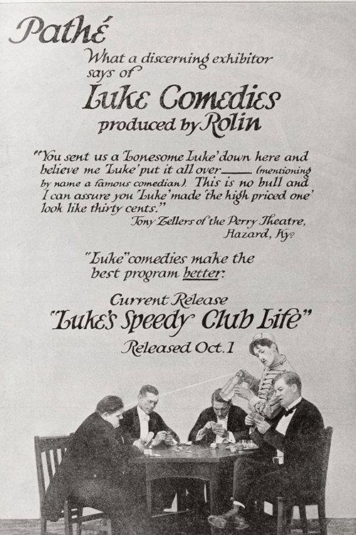 Luke's Speedy Club Life 1916 official movie poster
