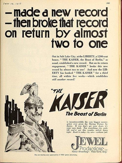 The Kaiser, the Beast of Berlin 1918 official movie poster