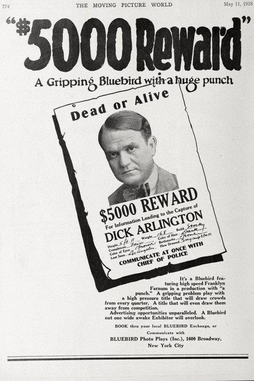 $5,000 Reward 1918 official movie poster