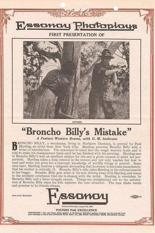 Broncho Billy's Mistake 1913 official movie poster