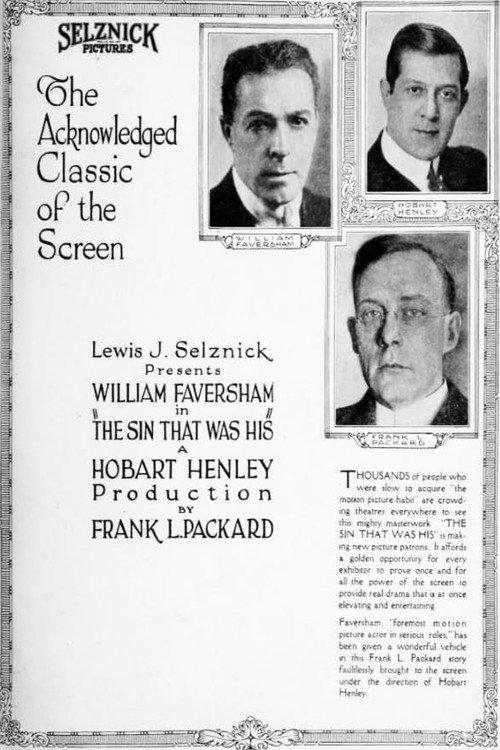 The Sin That Was His 1920 official movie poster