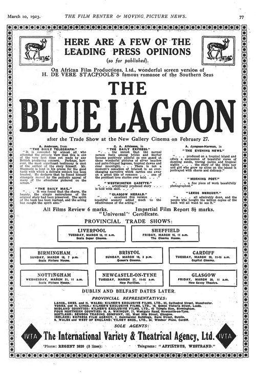 The Blue Lagoon 1923 official movie poster