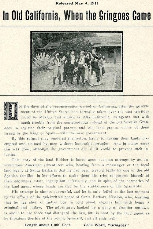 In Old California When the Gringos Came 1911 official movie poster