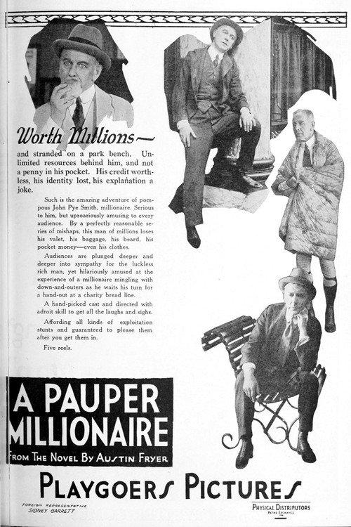 The Pauper Millionaire 1922 official movie poster