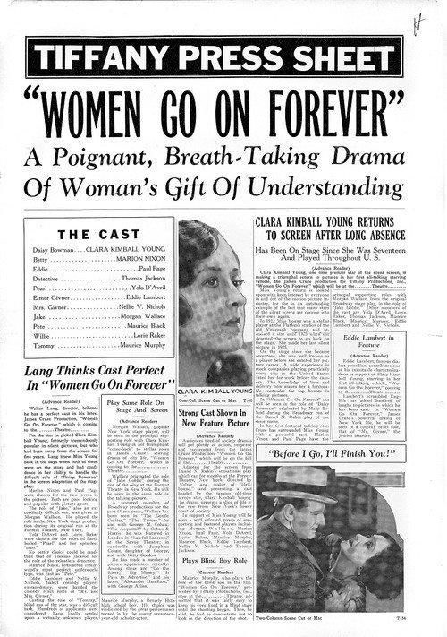 Women Go on Forever 1931 official movie poster