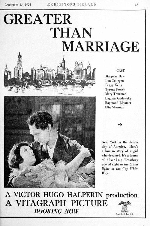 Greater Than Marriage 1924 official movie poster