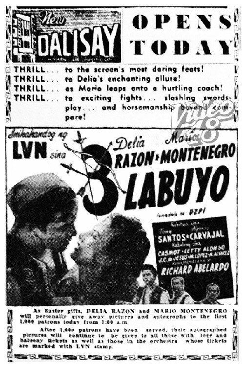 Tatlong Labuyo 1953 official movie poster