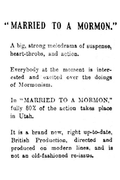 Married to a Mormon 1922 official movie poster