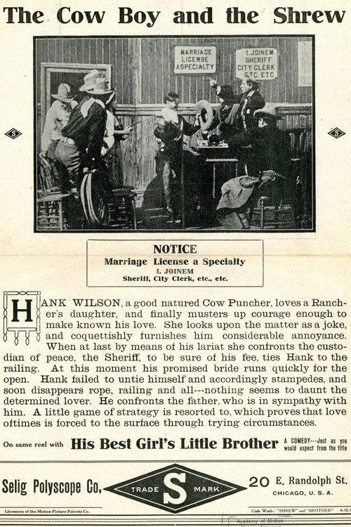 The Cowboy and the Shrew 1911 official movie poster