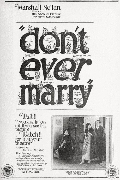 Don't Ever Marry 1920 official movie poster