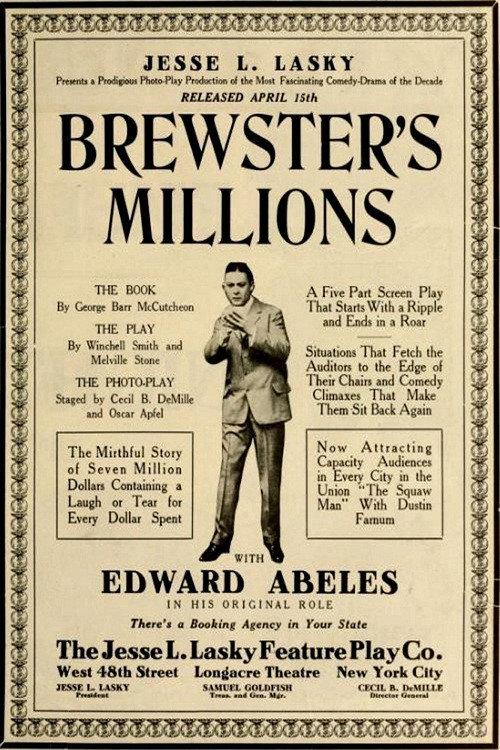 Brewster's Millions 1914 official movie poster