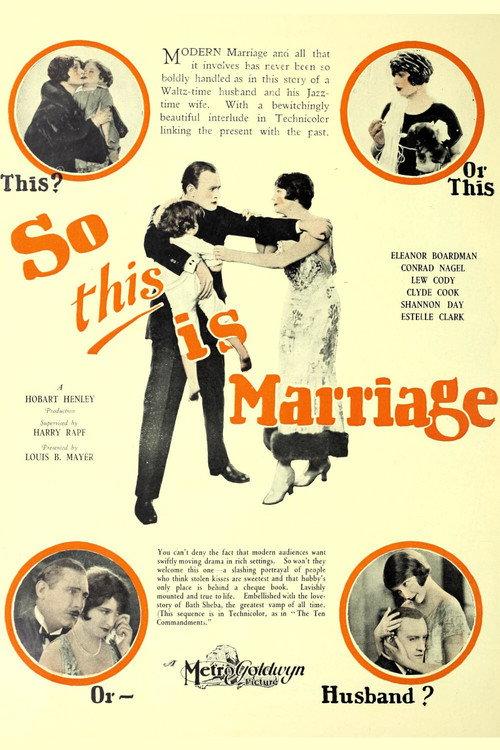 So This Is Marriage 1929 official movie poster