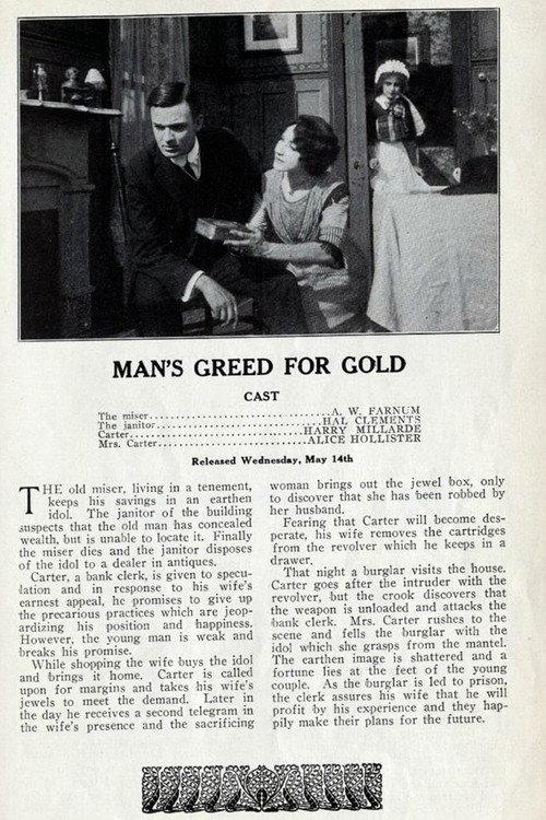 Man's Greed for Gold 1913 official movie poster