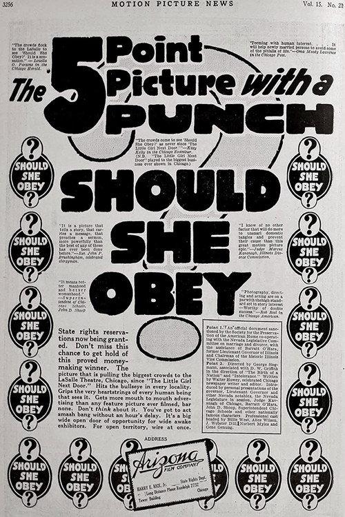 Should She Obey? 1917 official movie poster