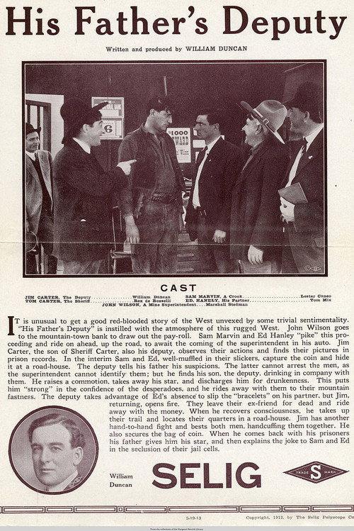His Father's Deputy 1913 official movie poster