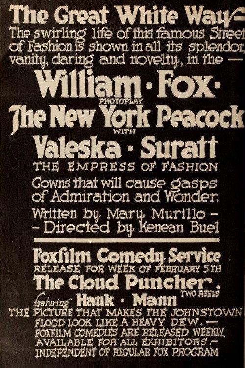The New York Peacock 1917 official movie poster