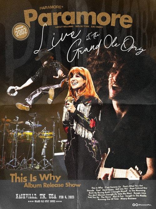 Paramore: Live at the Grand Ole Opry 2023 official movie poster
