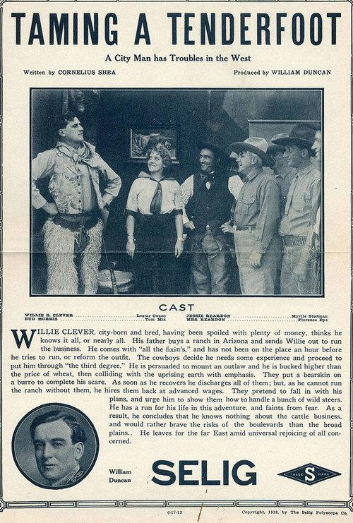 Taming a Tenderfoot 1913 official movie poster