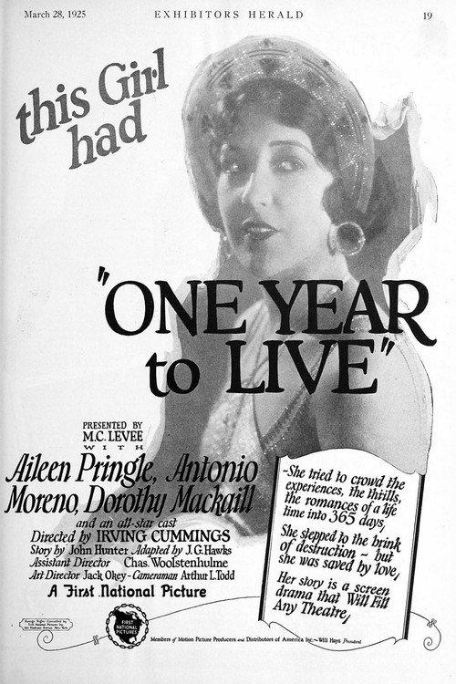 One Year to Live 1925 official movie poster