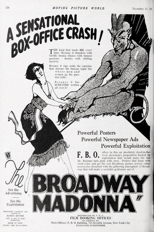 The Broadway Madonna 1922 official movie poster