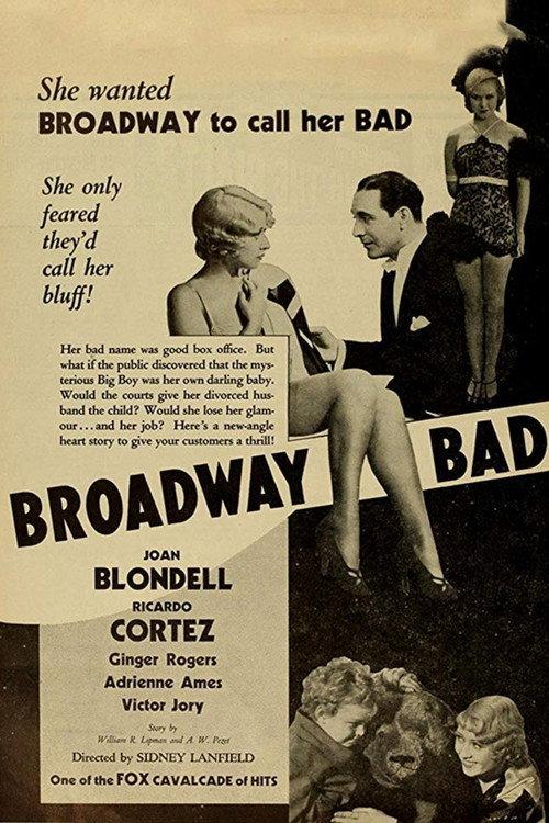 Broadway Bad 1933 official movie poster