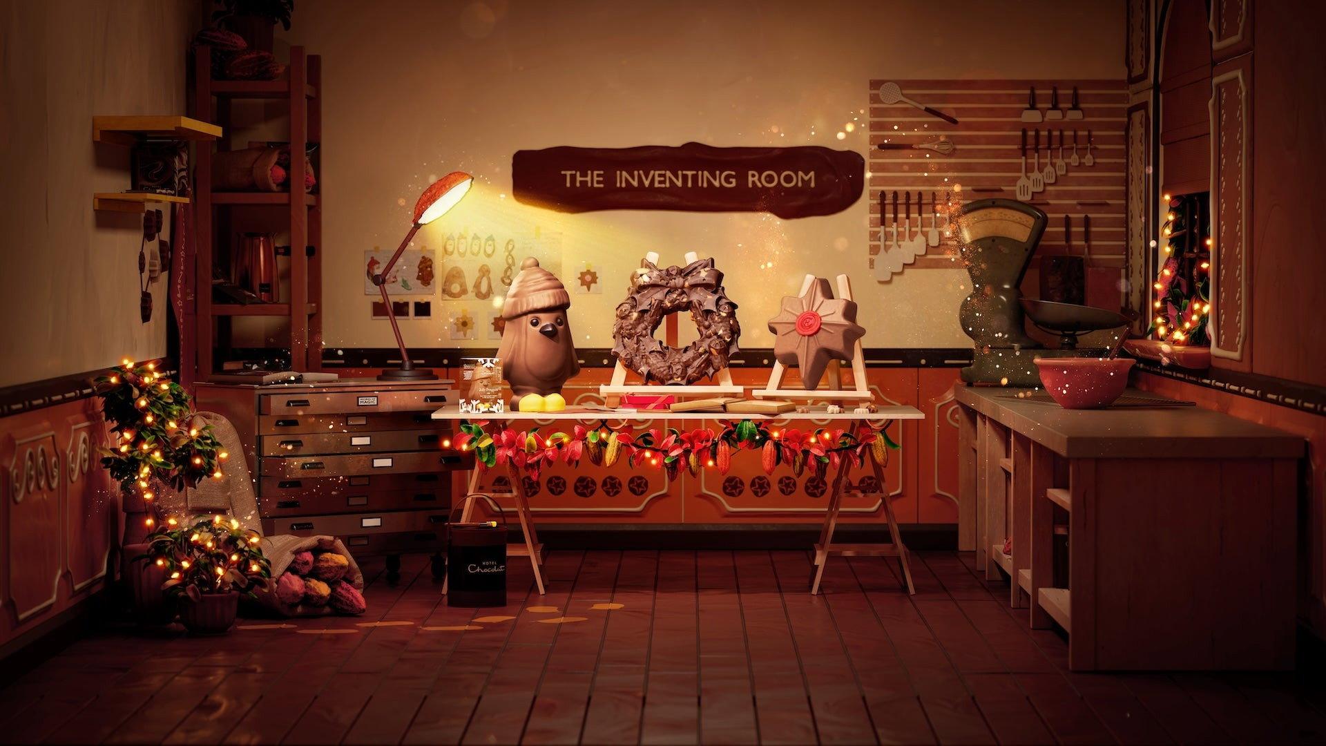 Hotel Chocolat at Christmas 2024 movie scene