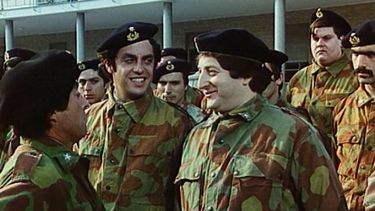 4 Crazy Draftees at the Army 1974 movie scene
