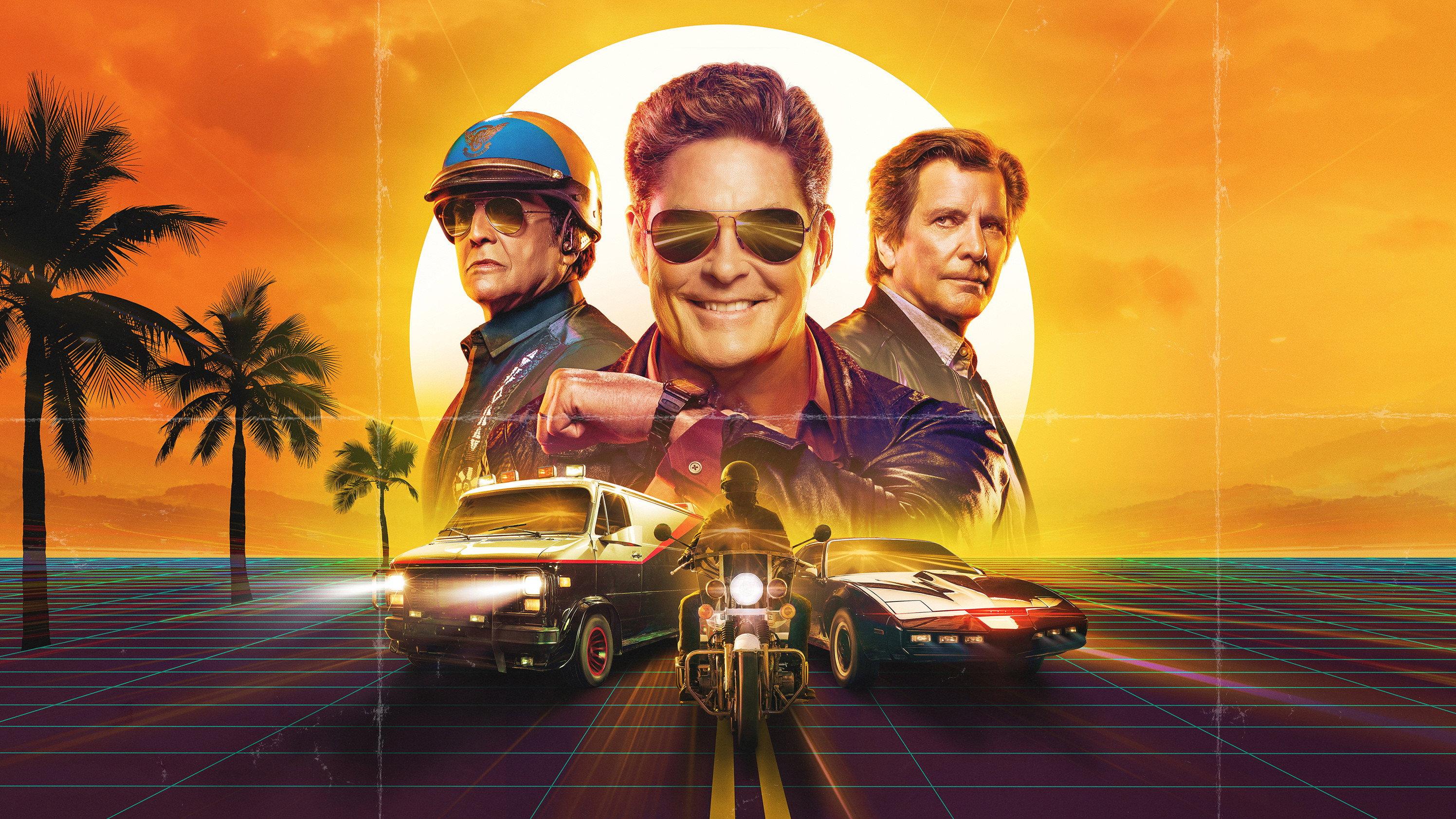 Battle of the 80s Supercars with David Hasselhoff 2019 movie scene
