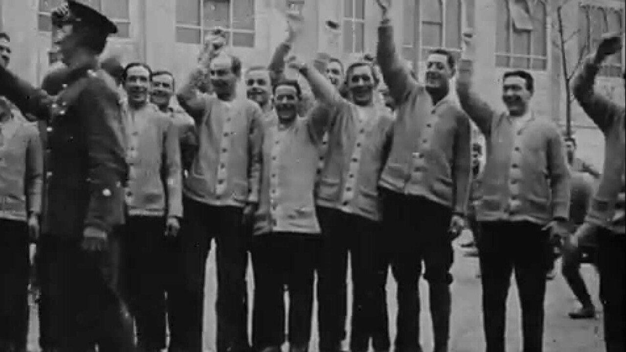 Footballer's Battalion 1915 movie scene