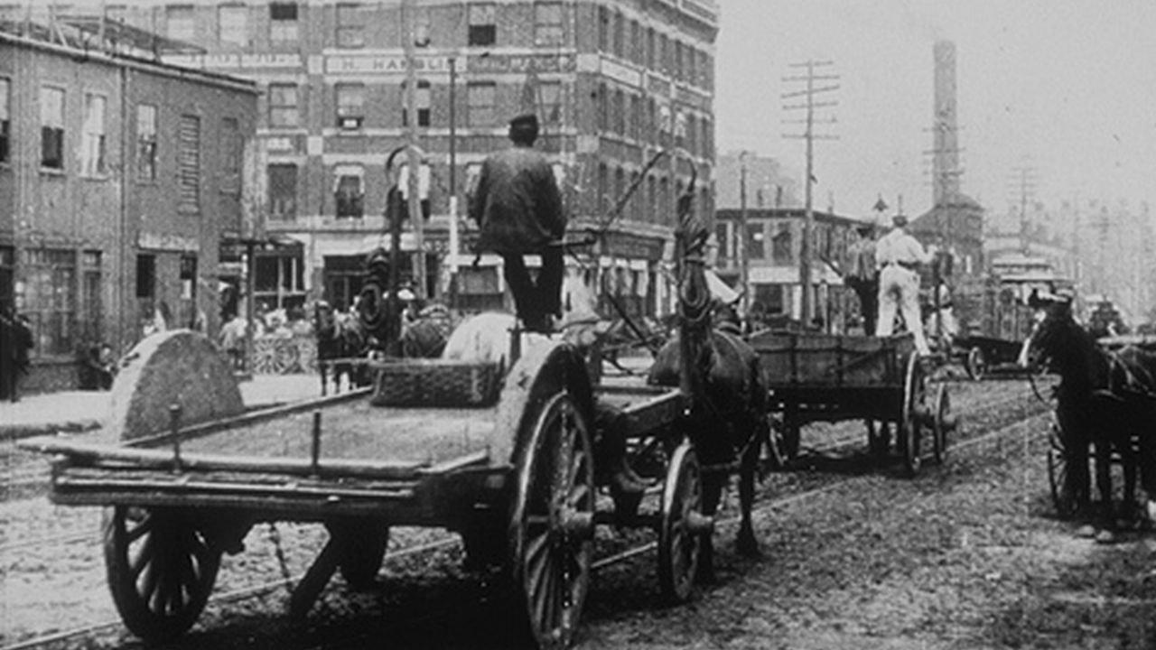 Boston, Atlantic avenue 1896 movie scene