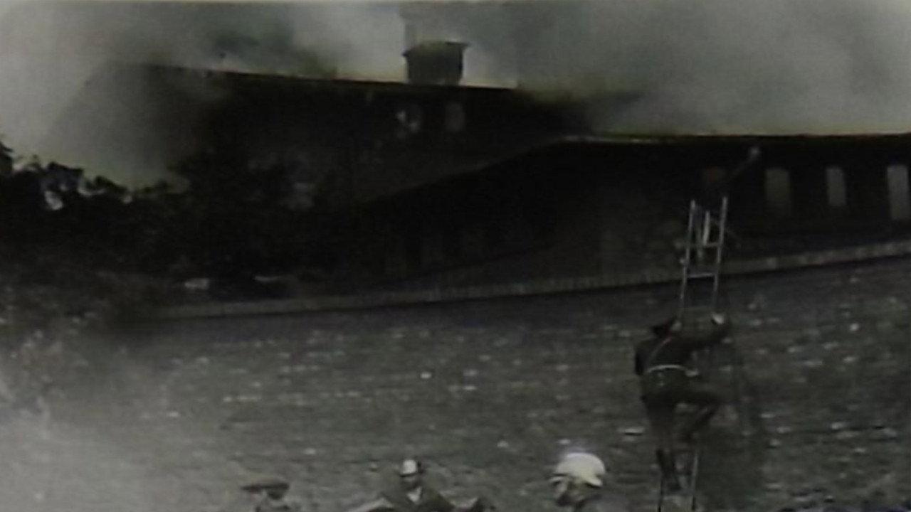 The Fire of the Match Factory 1913 movie scene